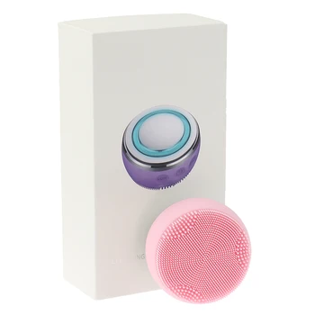 

Deep Cleansing Face Waterproof Silicone Facial Massage Hot Compress LED Light New