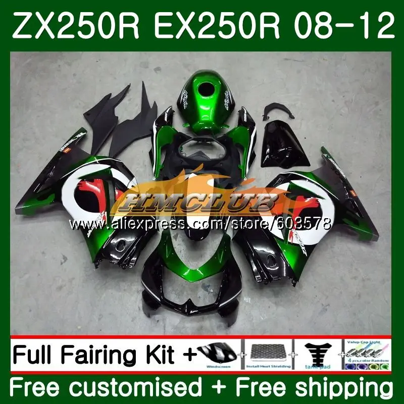 Средства ухода за кожей для KAWASAKI NINJA ZX-250R ZX250R 08 09, 10, 11, 12, 24CL. 0 ZX 250R EX 250 EX250 2008 2009 2010 2011 2012 обтекателя зеленый BLK