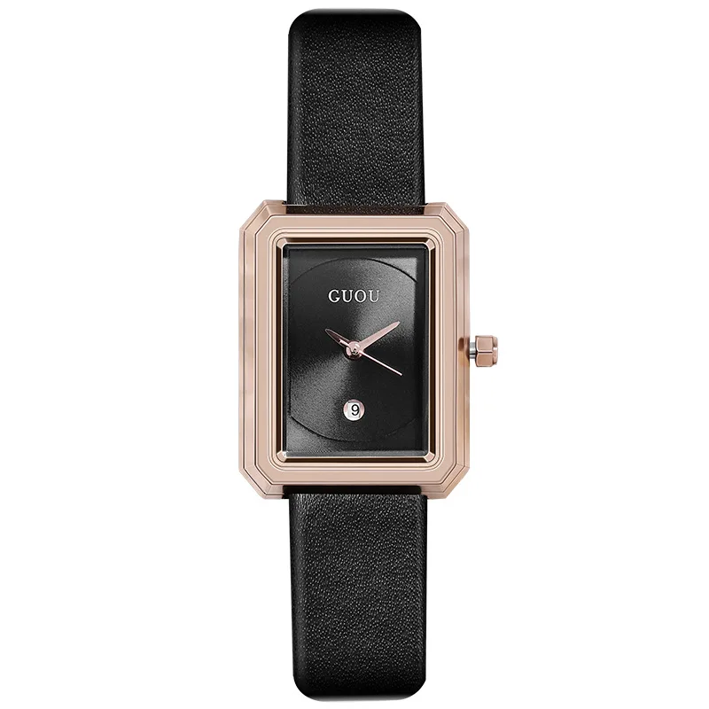 Маленький циферблат прямоугольные женские часы модные женские часы браслет женские повседневные кварцевые часы montre femme reloj muje - Цвет: rose gold black