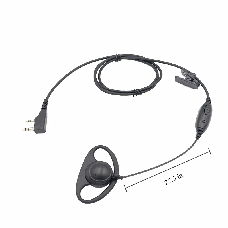 Two Way Radio Earpiece,D Shape Walkie Talkie Headset with PTT Mic,for UV5R 888S, UV-82HP, BF-F8HP, Kenwood Retevis H-777, RT21 walike talkie earpiece with mic g shape 2 pin ptt headset for retevis h 777 rt22 rt21 baofeng uv 5r 888s 2 way radio