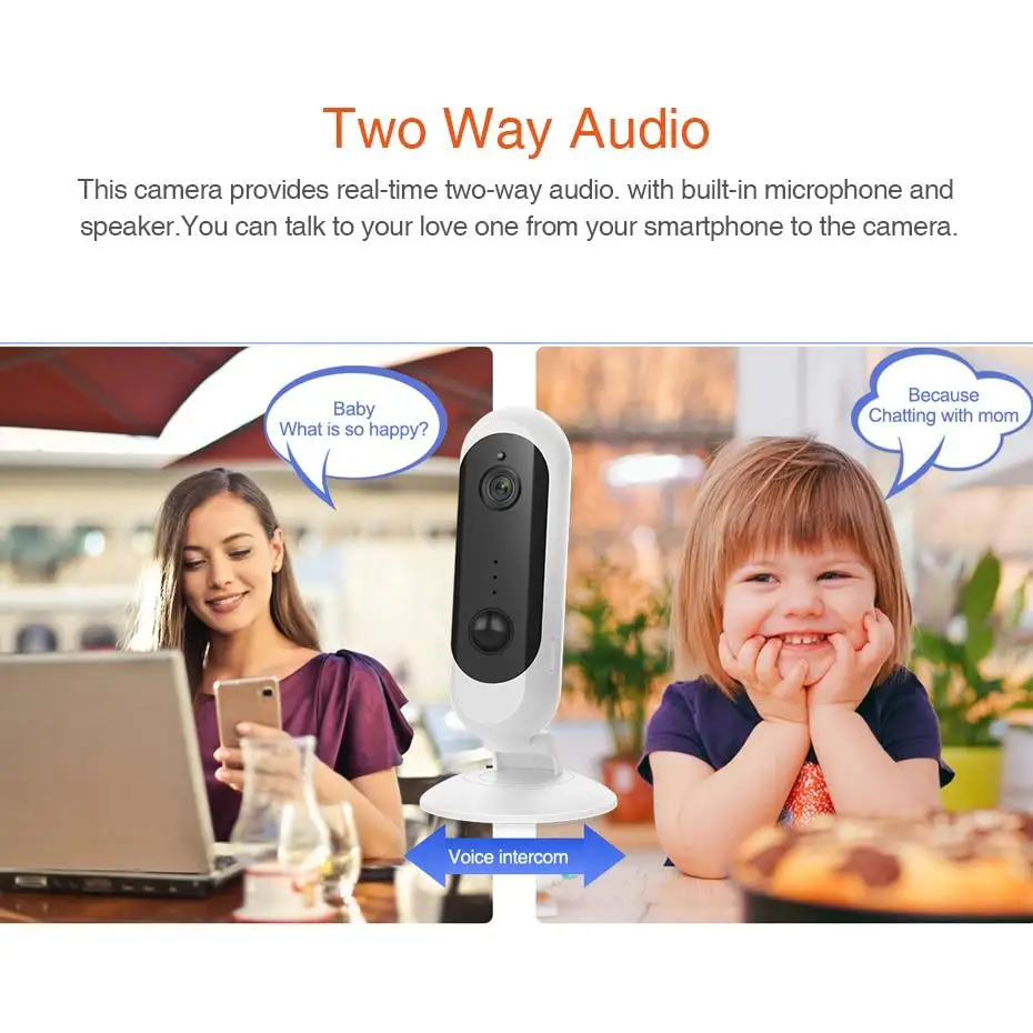 1080P HD Battery Security WiFi Camera H.265 PIR Human Detect Cloud Audio Wireless Home Security IP Camera Wire-Free CCTV Camera