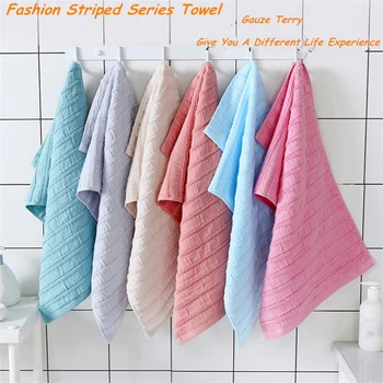 

Pure Cotton Simple Striped Household Face Wash Towel For Wdult Couples Skin-Friendly Soft Absorbent Facial Towels