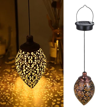 

1 Pcs Hanging Solar Lights Chain Porch Pendant Light Lamps for Patio Decor Metal Yard Art Home Garden Decorative Solar Light