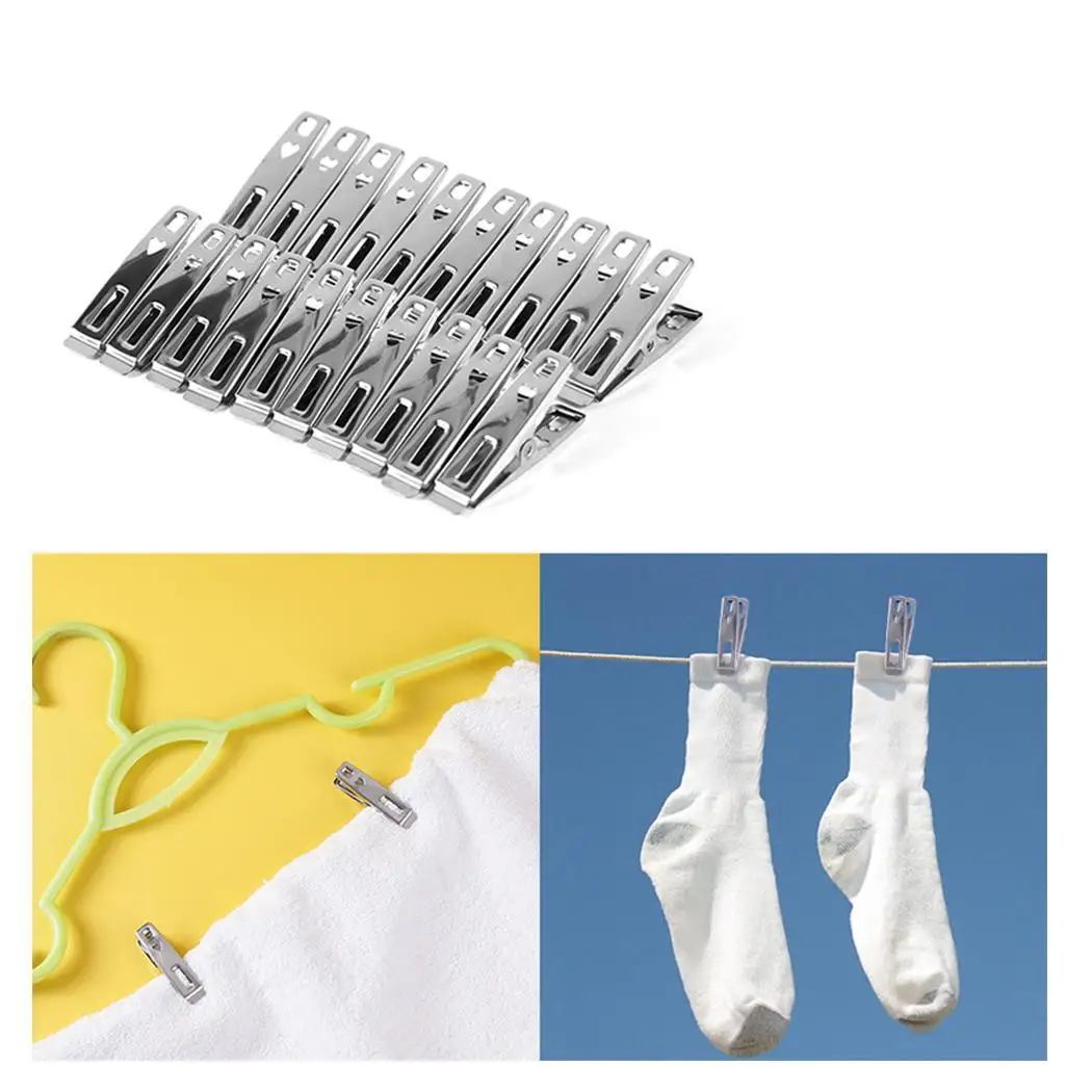 Stainless Steel Clamp Quilt Fixed Clip Home/Hotel Multifunction Silver Windproof Clothespin
