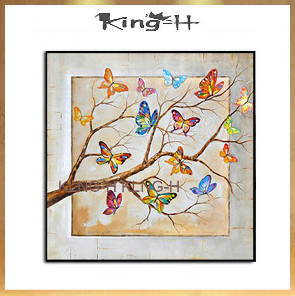 Hecho A Mano Moderno Abstracto Decorativo Colorido Mariposa Animales Dipinti Pintura Al Óleo En Lienzo Arte De La Pared Para La Sala De