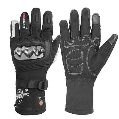 Водонепроницаемые теплые перчатки с 3 уровнями температуры, теплые рукавицы, зимние теплые перчатки для рук, мотоциклетные лыжные перчатки с защитой от падения, перчатки с сенсорным экраном - Цвет: Black