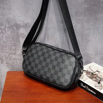 

Men Leather Messenger Bag Fashion Small Charging Bag Male Small Handbag Mini Crossbody Bag Casual Travel Small Man Bag