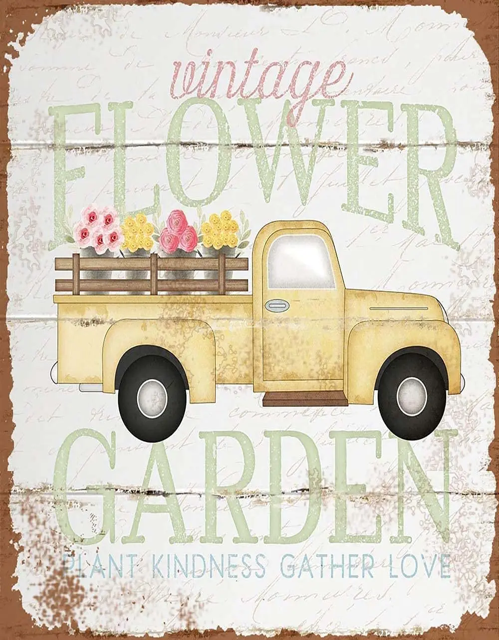 

Tin Sign Vintage Flower Garden Truck Retro Metal Printing Wall Poster Wall Painting Art Metal Decor Plaques 8x12 Inches