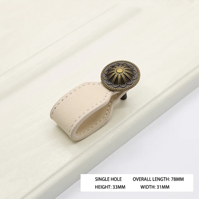 1PCS Leather Handle Bag Handle Drawer Door Knob Brown Black Furniture Handle Hardware Decoration Zinc Alloy Cabinet Dresser MBS0043-12