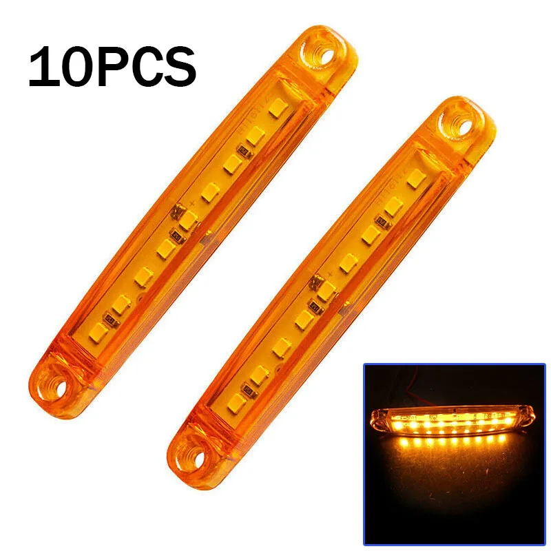 10x12 V SMD 9 светодиодный желтый задний Боковой габаритный фонарь для грузовика и прицепа