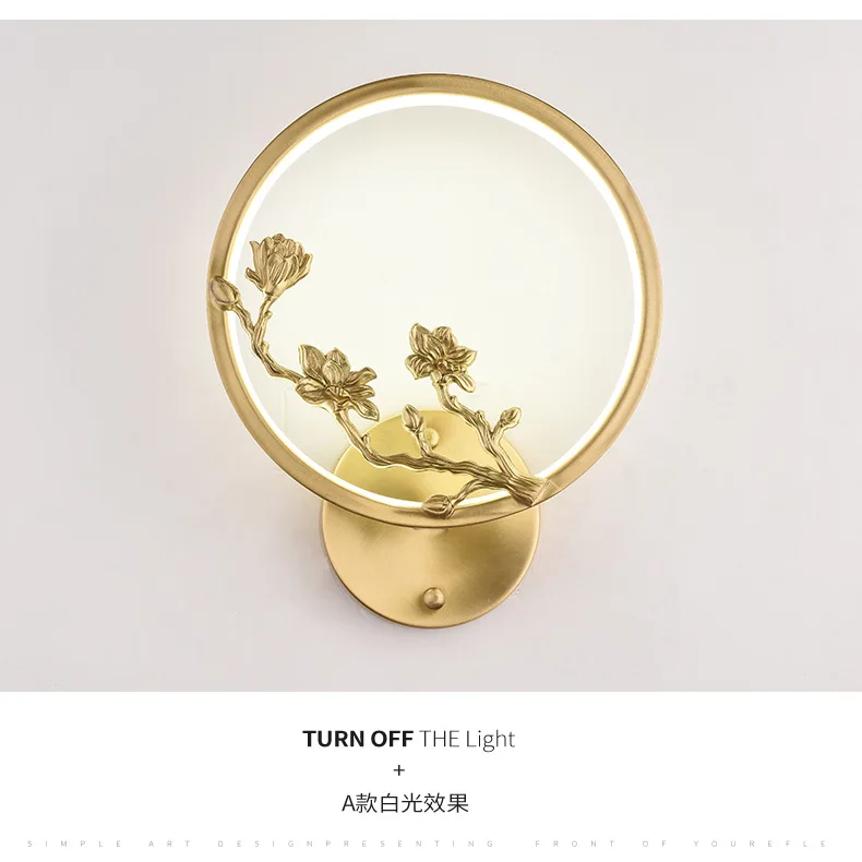 round copper lamp is contemporary and contracted with 28 tile all three color LED wall lamp hotel bedroom berth lamp