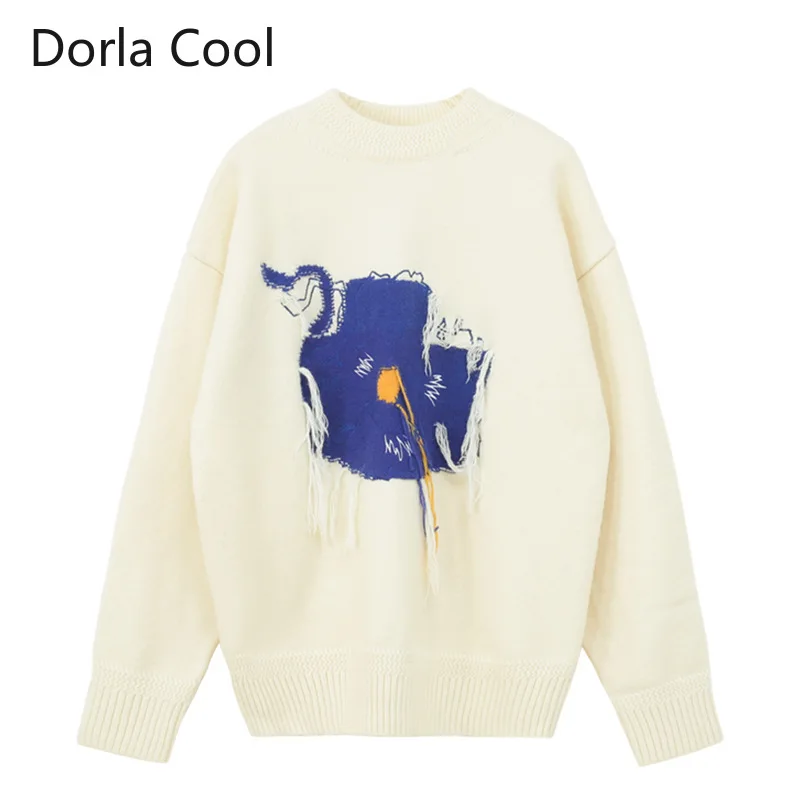 

New 2021 Spring Designer Women Long Sweaters Embroidery Loose Casual Free Pullover Street Wear Feminine Party Tassel Tops Jumper