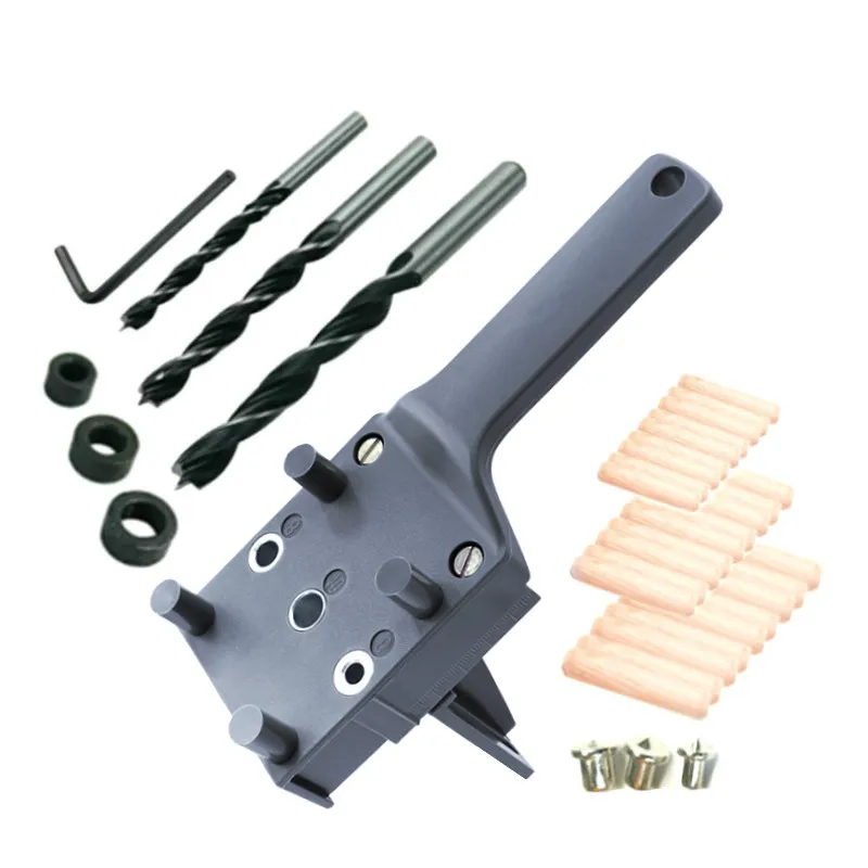 41 unids/set pasador de carpintería plantilla guía para 6mm 8mm 10mm 12mm brocas de perforación en madera Agujero Recto Doweling con casquillo de Metal herramientas de bricolaje