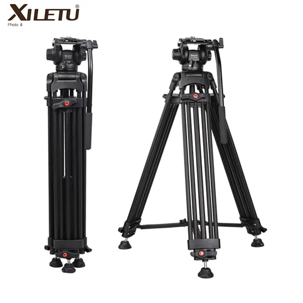 XILETU-XV193A 1.6M 전문 비디오 삼각대 스탠드, 유압 댐핑 유체 삼각대 헤드, SLR DV 비디오 롱 포커스 렌즈 카메라용