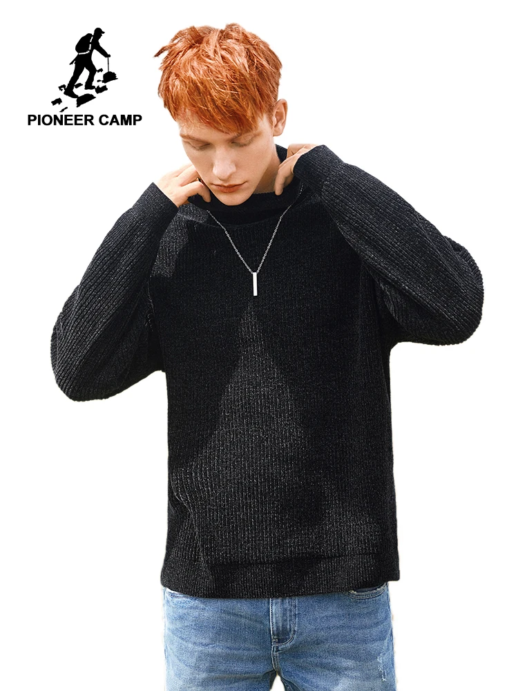 Мужской толстый свитер-водолазка Pioneer Camp теплый однотонный пуловер черного и