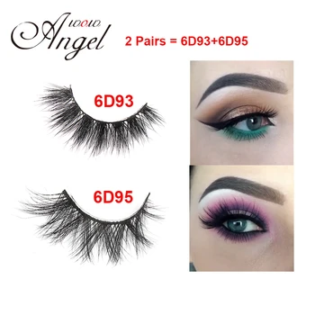 

WOWANGEL 2 Pairs Wholesale 6D Mink Lashes Full Strip Volume Mink False Eyelash Reusable Dramatic Fake Eyelashes #6D93#6D95