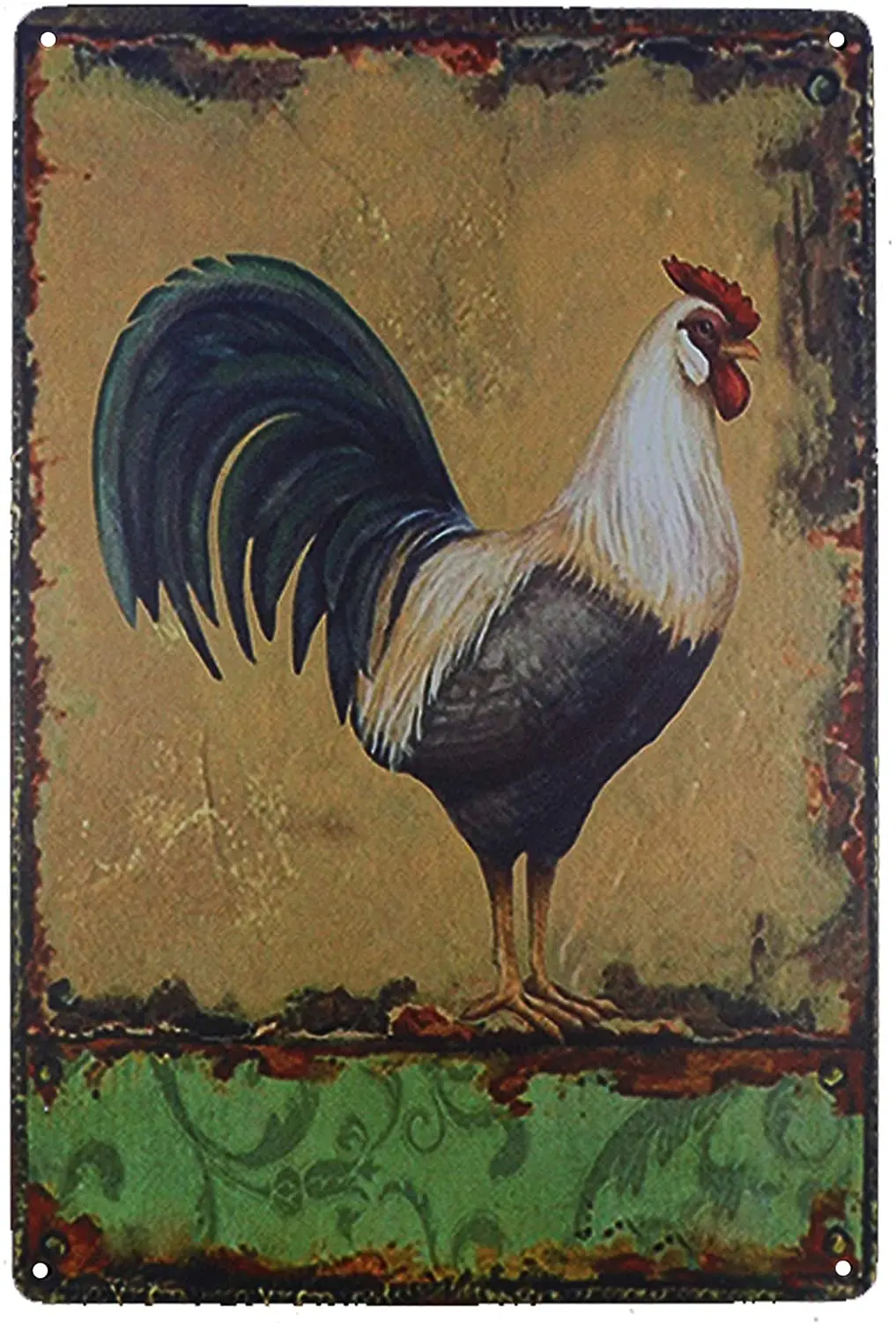 

Cool Rooster Black White Chicken Retro Vintage Metal Tin Signs Farm Decorative Country Home Decor Signs