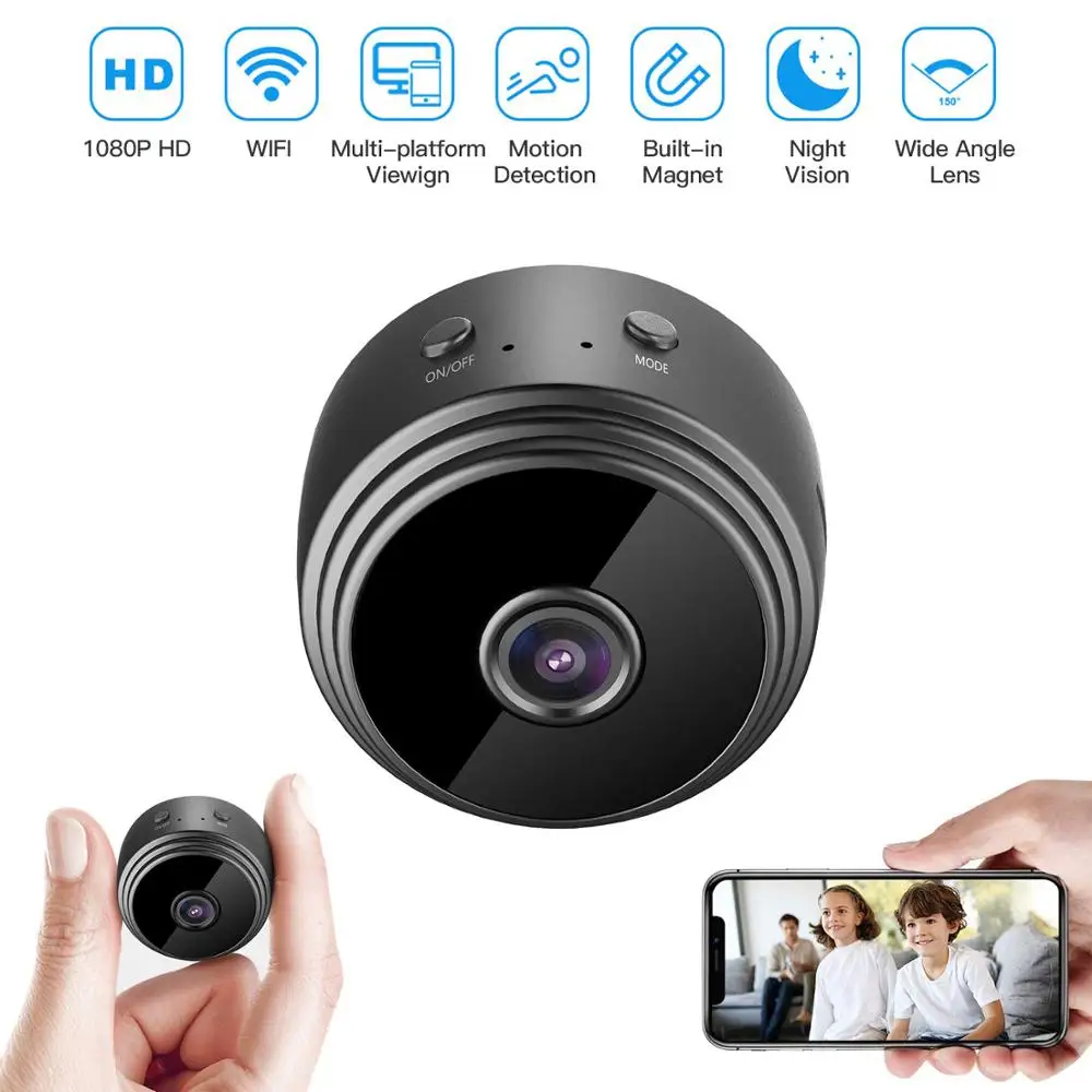 

Mini Wireless Camera Full HD 1080P Home Security Surveillance Camcorder P2P Night Vision Motion Detection Remote Alarm Monitor
