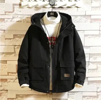 

Warm Casual Parkas Mens Winter Anorak Fashion Hooded Padded Streetwear Vintage Thicken Jacket Big Size Elegant Coats Slim KK60MF