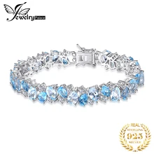 JewelryPalace Роскошные 23ct Multi Лондон Голубой Топаз Ссылка Теннисный Браслет Настоящее Стерлингового Серебра 925 ювелирных изделий Для Женщин Партии Подарок