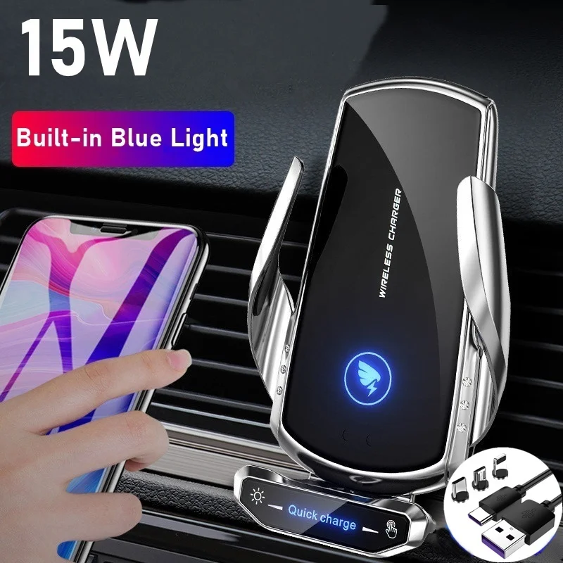 Tongdaytech-cargador inalámbrico magnético automático para coche, soporte rápido de 15W para Iphone XS 8 12 11 Pro Max Samsung Xiaomi