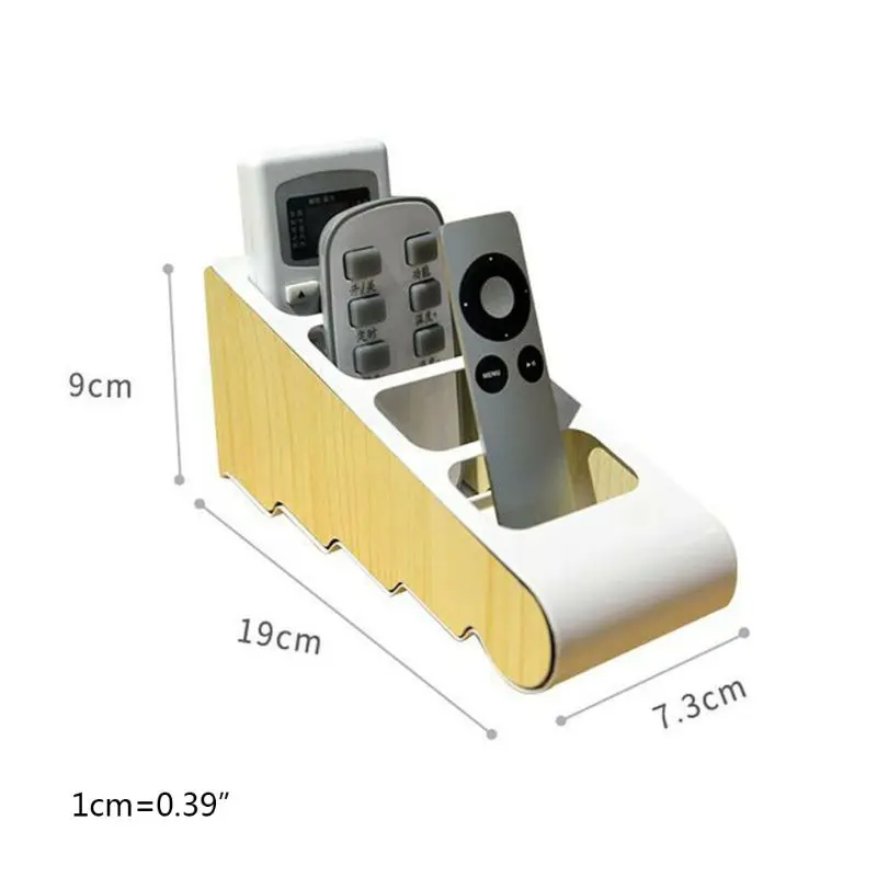 

Organizer Remote Control Holder Desktop Four Grid Wooden Storage Box Compartment 72XF
