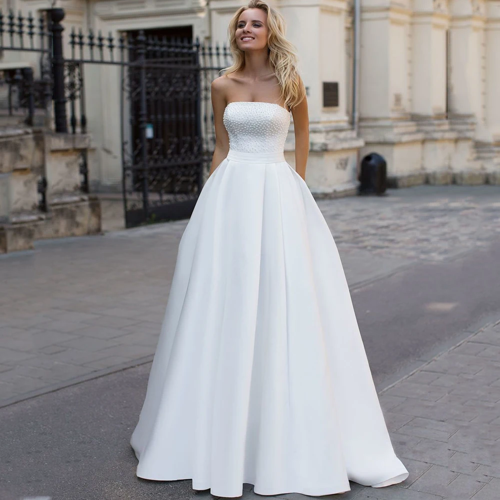 a line silk wedding dress