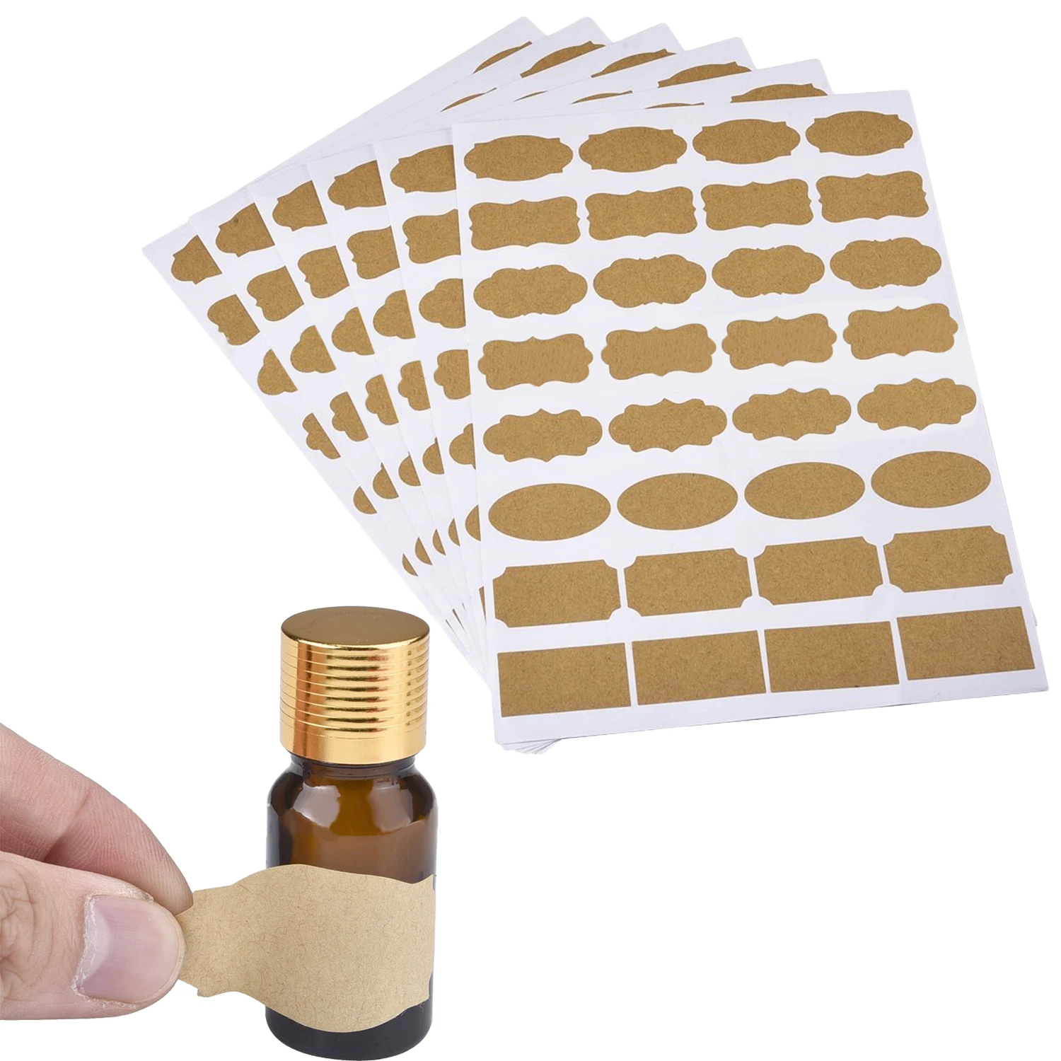 

96/160/256 Pcs Fancy Kraft Paper Labels Sticker Essential Oil Perfume Essence Lotion Cosmetic Cream Bottle Kraft Label Stickers