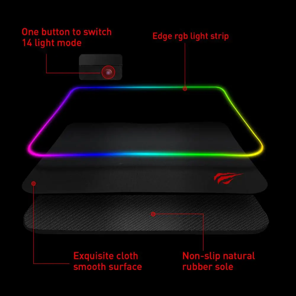  HAVIT Led Lighting Gaming Mouse Pad RGB USB LED Extended Illuminated Keyboard Non-slip Blanket Mat 