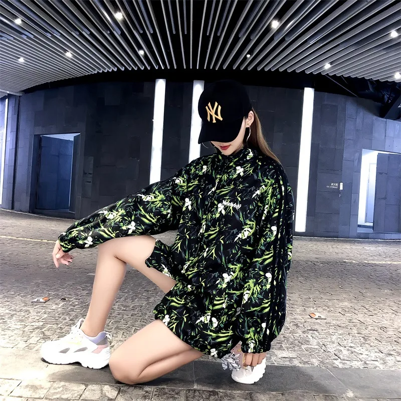 Ulzzang вышитое Женское пальто BF Harajuku в Корейском стиле, Тренч средней длины, тренд ранней осени, пара, свободная куртка