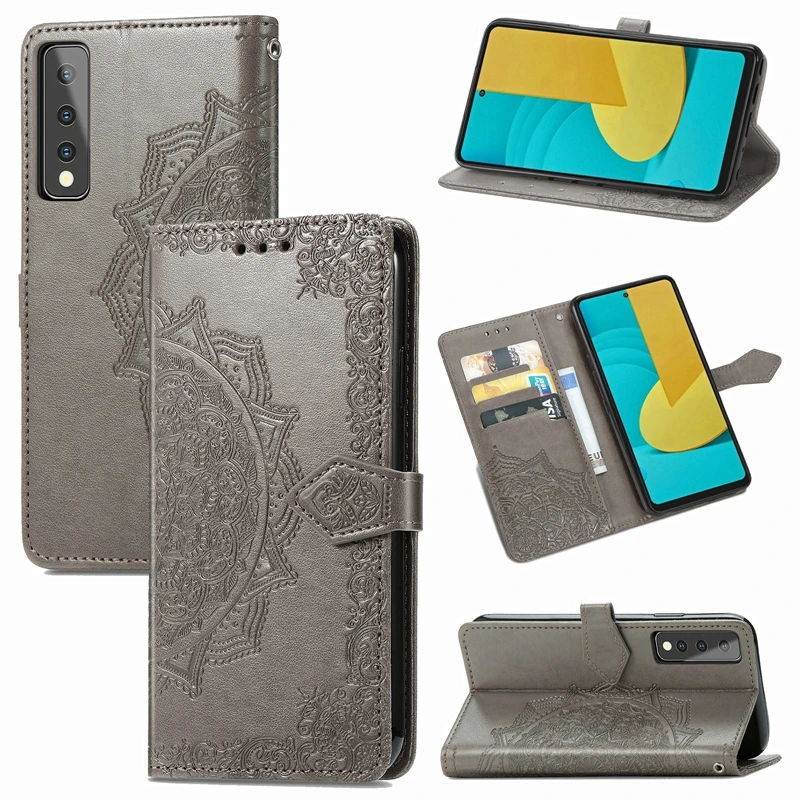 

10Pcs PU Leather Wallet Flip Phone Cover TPU Mandala Pattern Case for LG Stylo 7 5G Style3 L-41A K52 K53 K92 K42 K71 Velvet 5G