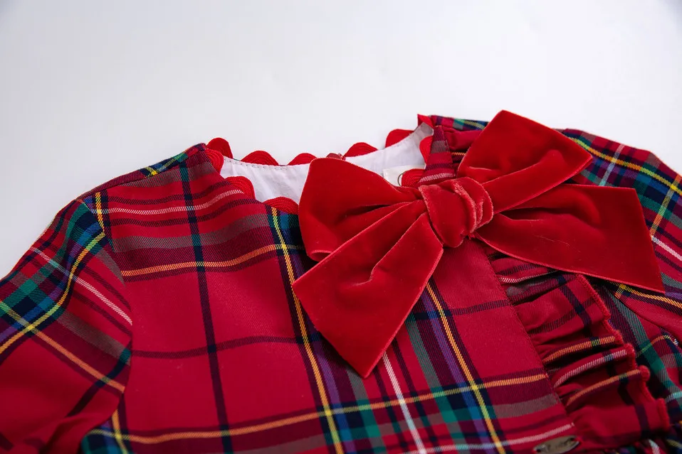 Pettigirl/, Красная рождественская Одежда для маленьких девочек осенние платья в клетку+ штаны на подгузник+ шапочка с рукавами из искусственного меха, одежда для малышей