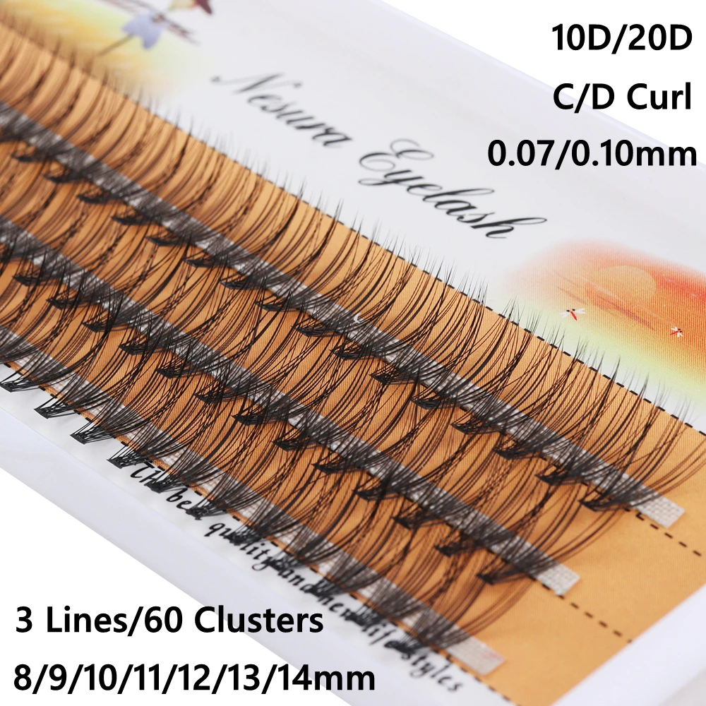 

60 Clusters C/D Curl Long Natural False Eyelashes Flare Individual Eye Lashes Extension Handmade Cruelty-Free Eye Makeup Tools