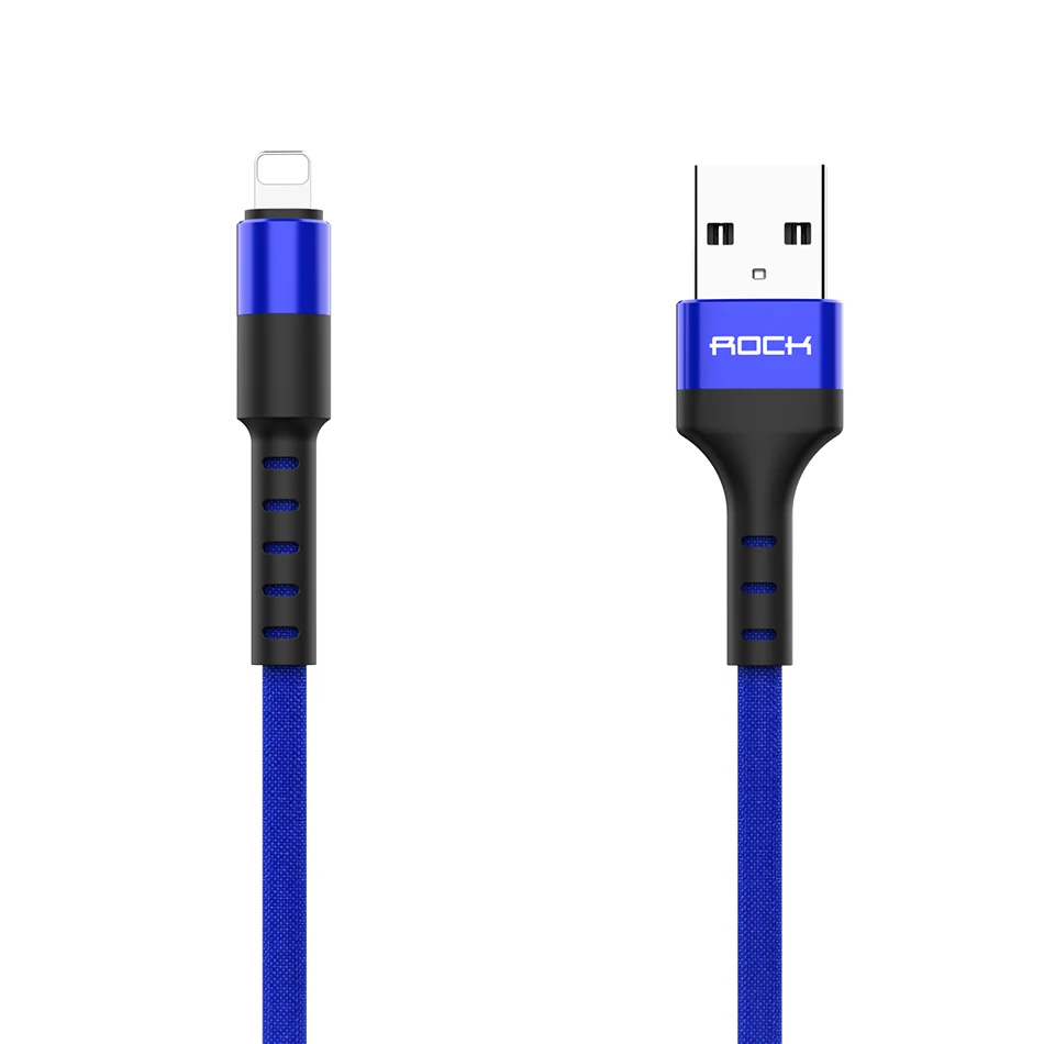 ROCK Knit USB кабель для iPhone 11 pro max Xr X 8 7 plus, iPad, быстрая зарядка, кабель для мобильного телефона, кабель для передачи данных, провод для зарядного устройства для iPhone - Цвет: Синий