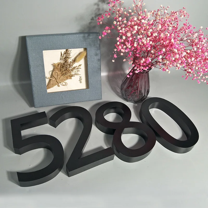 Черные металлические 3D современные таблички с цифрами для дома 0 9 ABC наружные