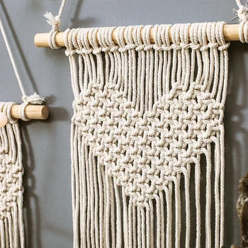 

Decor Tapestry Beige 25*75cmCM Cotton 1 pcs Geometric Macrame Wall Hanging