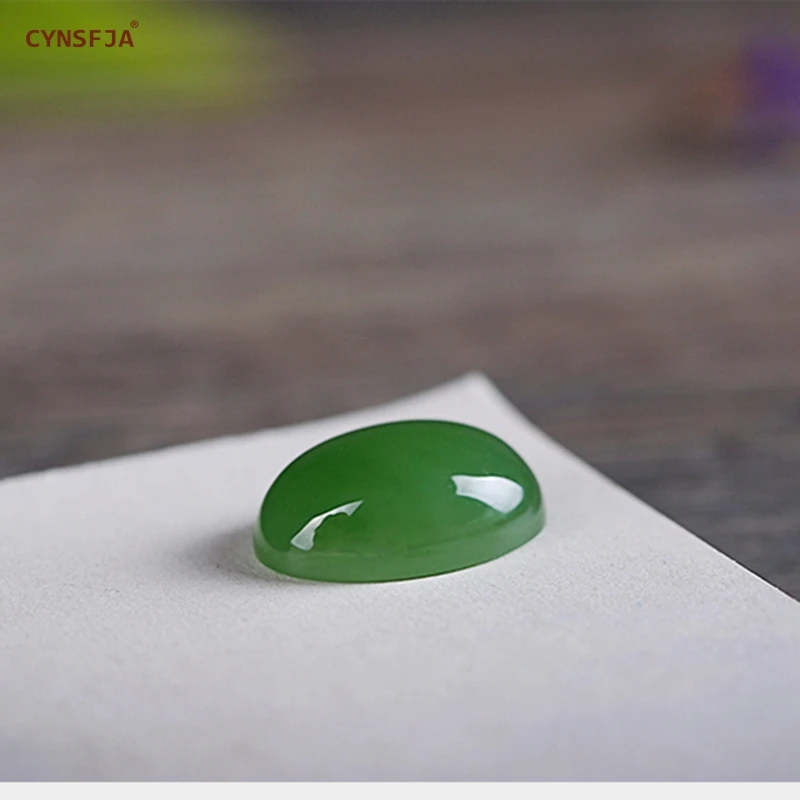 CYNSFJA Real Rare Certified Natural Hetian Jasper Green Jade  Loose Stone High Quality Size Custom-made Best Gifts