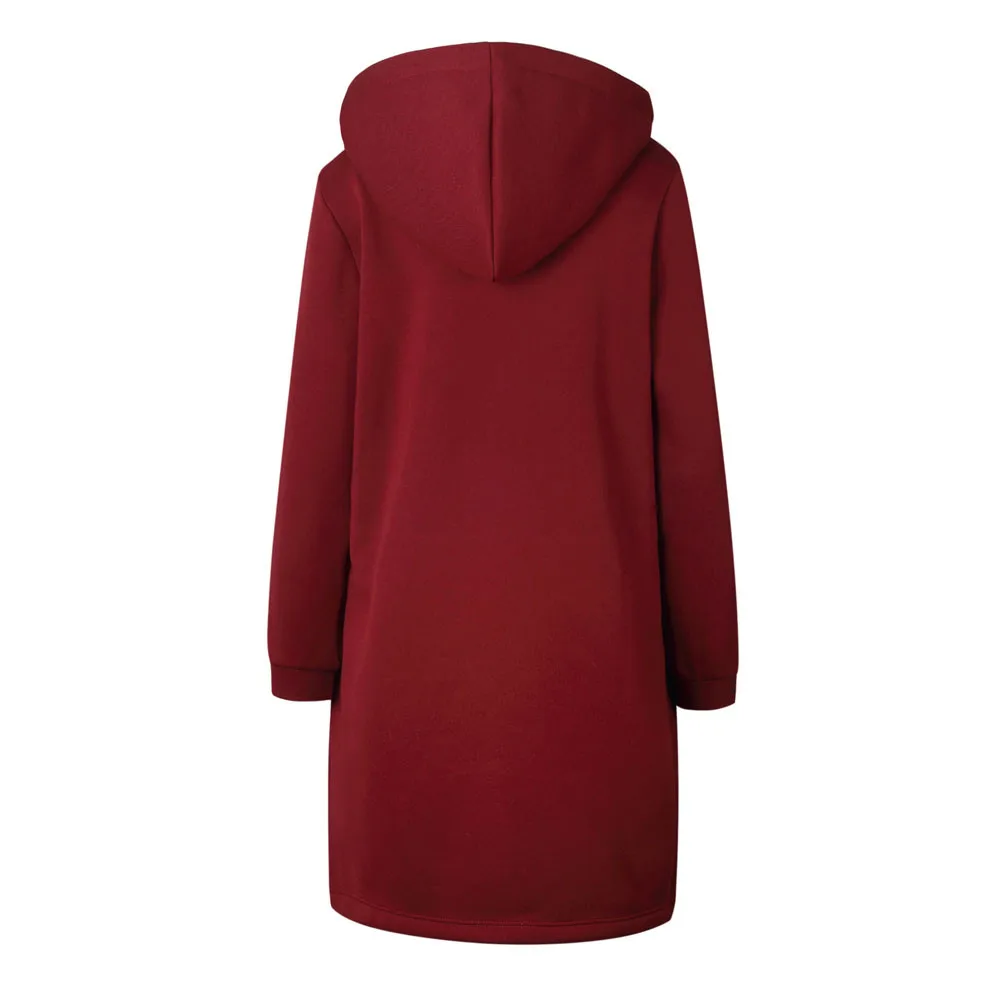 Женское пальто 2019Top теплая толстовка с капюшоном на молнии Длинная Куртка Верхняя одежда для женщин одежда Manteau Femme Hiver