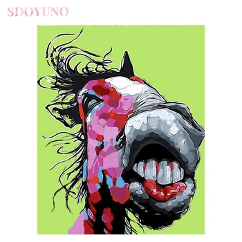 

SDOYUNO DIY painting by numbers with frame for kids Abstract horse animals oil color by number art acrylic paint set HandPainted