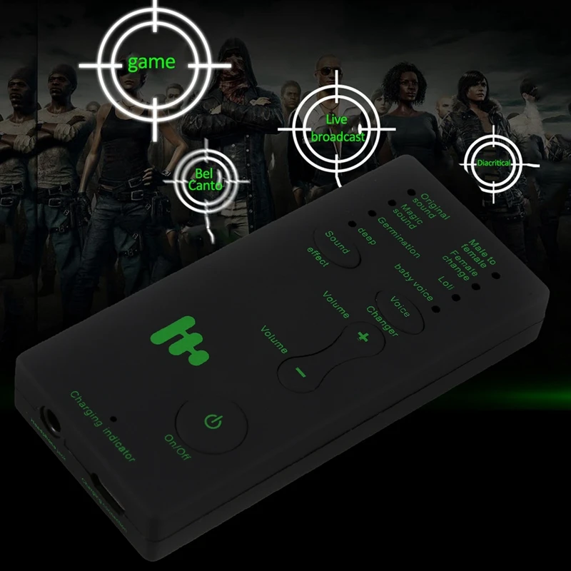  FFYY-Disguiser Phone Microphone Voice Changer Adapter 8 Voice Changeing Modes for PUBG MIC Game
