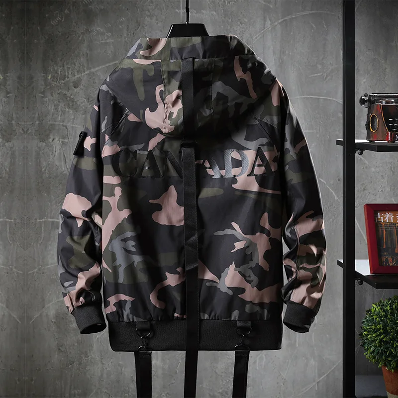 

Large Amount Favorably 2019 Autumn New Style Hooded Jacket Men's Loose-Fit Teenager Camouflage Solid Color Coat