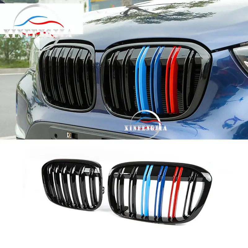Для BMW X1 F48 16-19 2 шт. Передняя двойная полюсная Спортивная решетка радиатора