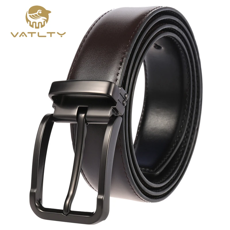 

VATLTY Official authentic 2020 men's casual business belt natural cowhide hard metal pin buckle 5-hole belts for men B4023