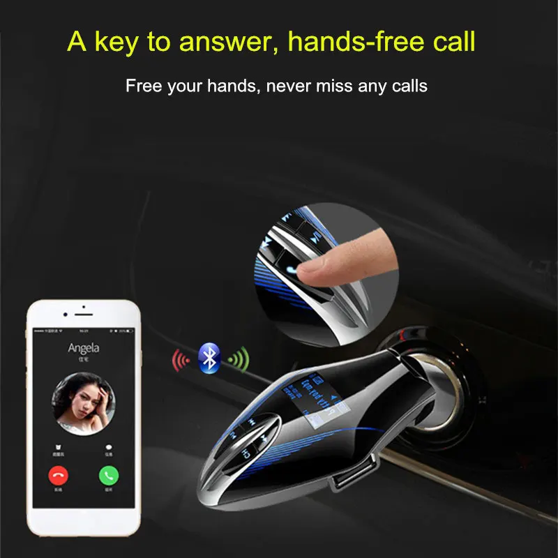Автомобильный Bluetooth V4.0 MP3 музыкальный плеер карта радио DC 12-24 в матричный ЖК-экран Громкая связь fm-передатчик TF карта USB зарядка