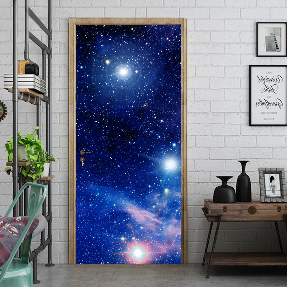 PVC Waterproof Self Adhesive 3D Door Sticker Wallpaper Wall Decals ...