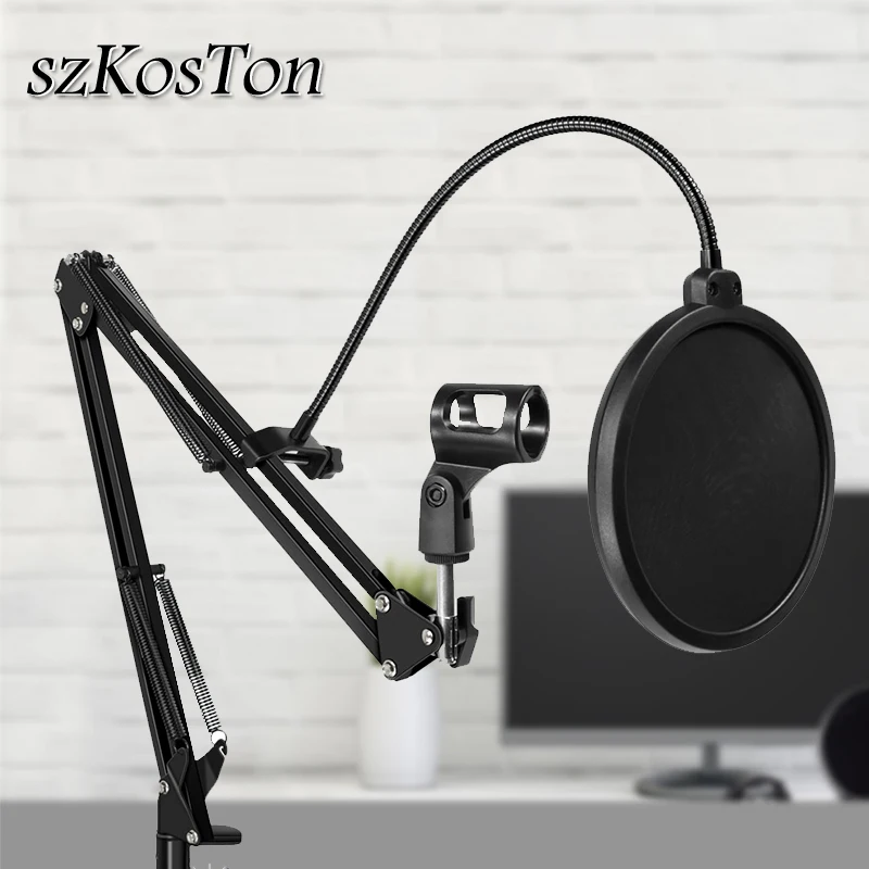 Tanie Stojak mikrofonowy filtr do BM800 Holder Studio Professional 360 stopni stojak na klips mikrofonowy z mocowaniem maski przedniej