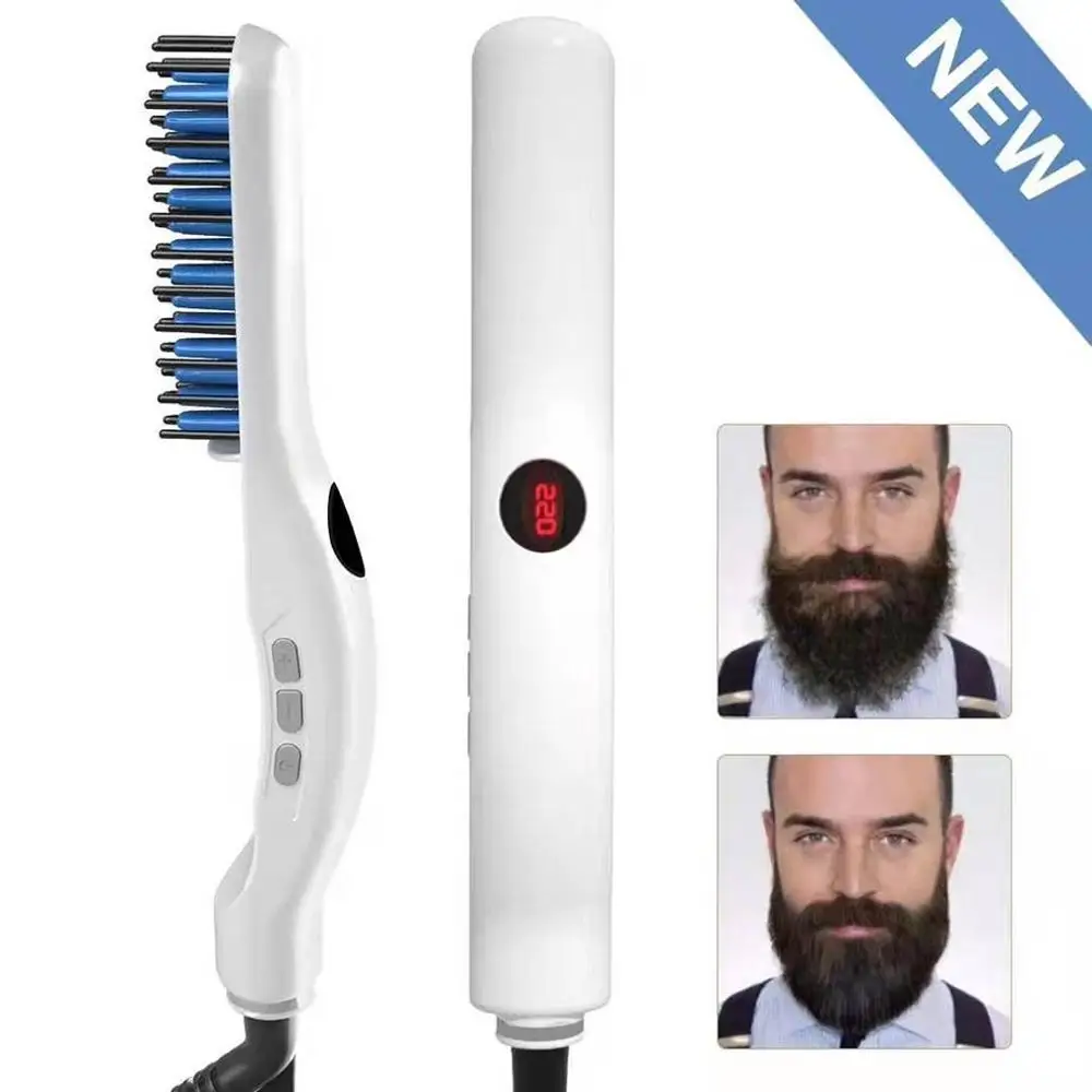 Good Price of  LCD Men's Straight Hair Combs Multi-function Hair Combs Beard Style Combs Hair Care Straightener