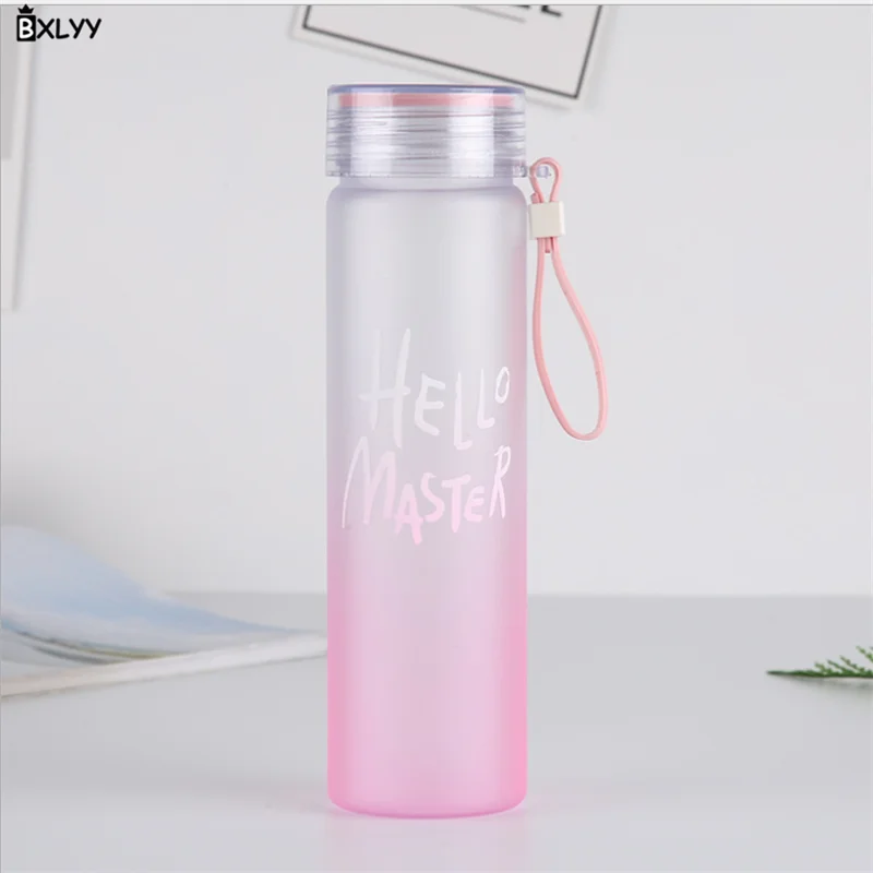 BXLYY, новинка, Пара моделей, матовая Спортивная ручная чашка, 460 мл, герметичная пластиковая бутылка для воды, Студенческая Спортивная бутылка для воды. 8 Z - Цвет: Розовый