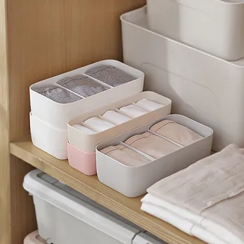 

Home Solid Color Storage Box for Separate Sock Underwear Panties Storage Box Organizer Classification Box Plastic