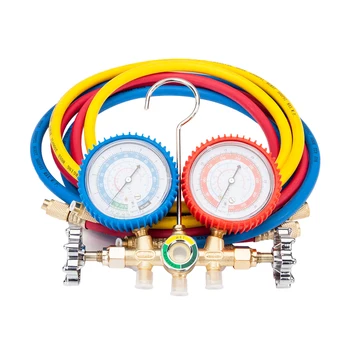 

R134 R12 R22 R502 Dual Manifold Gauges Valve Set Red & Yellow & Blue & Black & Golden _WK